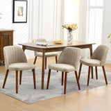 Garvee Juego de 4 Sillas de Comedor Tapizadas en Lino con Patas de Madera de Caucho y Respaldo Ergonómico para Cocina y Restaurante Camel - Camel