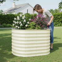 Garvee Jardineras Elevadas Galvanizadas 2 Pzs 122x61x61cm Beige - Acero Galvanizado, Resistente a la Oxidación, Jardinería Exterior