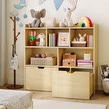 Garvee Estantería para Juguetes y Libros Infantil con Cajones Móviles para Dormitorio y Sala de Juegos, Natural, Segura y Funcional