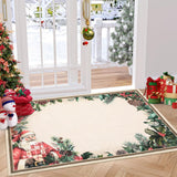 Garvee Alfombra navideña antideslizante 60x100cm lavable con diseño de Papá Noel y árbol de Navidad para cocina y baño - Papá Noel