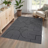 Garvee Alfombra 100% Poliéster 350g/m², Imitación Cachemira, Lavable y Plegable, Diseño Moderno, Suave y Cómoda, para Hogar - Negro
