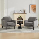 Garvee Sillón Acento Mid-Century Moderno, Tela de Lino, Espuma Alta Densidad, Estructura Madera, Compacto, Gris, Sala y Dormitorio - Gris
