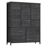 Garvee Commode tissu 15 cajones estructura acero robusto chambre sala entrada bolsos laterales pies regulables multi-tamaño color neutro MDF PB tela catión - Gris
