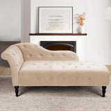 Garvee Chaise Lounge Tapizado con Reposabrazos Izquierdo, Espuma Alta Densidad, Terciopelo Beige, 60.6in, Sala y Dormitorio - Beige