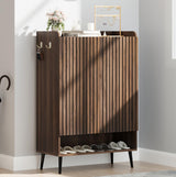 Garvee Zapatero Recibidor de Madera con 2 Puertas y 6 Niveles, Mueble Organizador de Zapatos para Entrada y Pasillo en Color Marrón Huánuco, 75x37x110 cm - Marrón