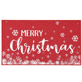 Garvee Felices Fiestas Felpudo Navidad vacaciones rojo copo nieve bienvenido 50x80cm rojo interior exterior antideslizante entrada 100% poliéster 1900gsm lino tejido grueso-fino base caucho - Rojo