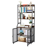 Garvee Escritorio con Estantería 2-en-1 Metal Industrial y Tablero de Partículas para Oficina y Hogar Negro Marrón Diseño Ahorra Espacio - Marrón & Negro