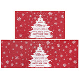 Garvee Alfombrillas cocina Garvee Navidad lino muñeco nieve árbol Navidad baño decoración hogar 100% poliéster 1900gsm 2 piezas 40x60cm 40x120cm Alemania tono rojo