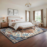 Garvee Alfombra con patrón floral, lavable a máquina, anti-suciedad, bordes reforzados, diseño vintage, 160x230cm - Naranja