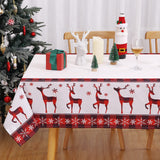 Garvee Mantel Navidad impermeable fácil limpieza estampado ciervo a cuadros grande 137x274cm crema cocina decoración - 