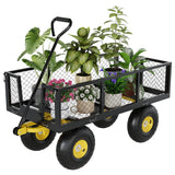 Garvee Carro de Jardín Metálico 227 kg con Neumáticos Multi-Terreno 25 cm y Mango Giratorio 180° - Acero Q235 Antióxido - Jardín y Patio - Negro & Amarillo