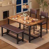 Garvee Essgruppe 4er-Set Mesa de comedor con sillas acolchadas y banco para comedor y cocina 113x70x75cm madera Vintage - Vintage