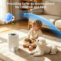 Garvee Purificador de Aire Cilíndrico 360° HEPA H13, Mini Limpiador de Aire USB para Mascotas y Alergias, Silencioso 23dB Blanco