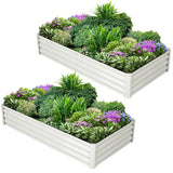 Garvee Jardinera Compacta con Borde de Seguridad para Principiantes en Jardín 180x90x30cm Blanco Crema - Blanco Hueso