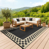 Garvee Alfombra Exterior Impermeable Reversible Resistente 274 x 549 cm Patio Camping Plástico - Negro & Beige