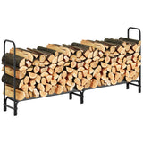 Garvee Soporte para leña de 244x 34 x 110  cm, organizador metálico resistente, para exterior e interior, negro - 