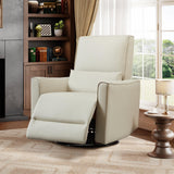 Garvee Sillón Reclinable Giratorio y Mecedor 360° con Soporte Lumbar, Piel Sintética Dos Tonos, Respaldo Alto, Brazo Acolchado, Manual, Beige, para Sala y Nursery - Beige