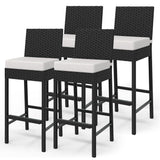 Garvee Conjunto De 4 Taburetes De Bar De Ratán Para Exterior, Altura De Bar, Resistente Y Cómodo, Estructura De Acero Galvanizado, Cojín Suave, Ideal Para Jardines Y Terrazas, Beige - Beige