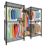 Garvee Perchero Portátil Robusto para Ropa con 5 Barras Colgantes y Estantes Ajustables, Metal Resistente, Versátil para Dormitorio y Armario, 194 × 187 × 44 cm, Negro - Negro