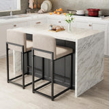 Garvee Taburetes de Bar Modernos Set 2, Altura 63 cm, Tapizados en Cuero PU, Respaldo Ergonómico, Estructura Metálica Resistente, Beige, para Cocina y Isla - Beige