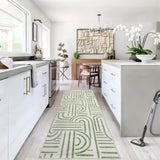 Garvee Alfombra Lavable 80x150 Cm, Alfombra De Pelo Corto Antideslizante, Poliéster Suave Y Resistente Para Salón Y Cocina, Beige - Verde Claro