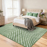 Garvee Alfombra Moderna Geométrica de 160x230 cm Lavable de Poliéster Suave con Diseño de Líneas Simétricas para Salón y Dormitorio Verde - Verde