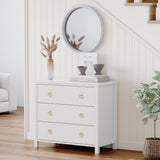 Garvee Cómoda para Dormitorio con 3 Cajones, MDF Resistente, Blanca, Ideal para Sala y Pasillo, 31.5''W x 29''H