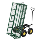 Garvee Carro Volteo de Jardín 408 kg con Lados Removibles, Manija Giratoria 180° y Neumáticos 25 cm - Acero Resistente, Versátil y Todo Terreno para Jardín y Granja - Verde