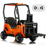 Garvee Coche Eléctrico Infantil 12V con Carretilla Elevadora Ajustable, Música Integrada, Plástico Resistente, Control Dual, Naranja, Interior y Exterior - Naranja