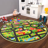 Garvee Alfombra De Juego Infantil Con Diseño De Calles 3D Antideslizante Lavable Para Cuartos De Niños - Calle Negra