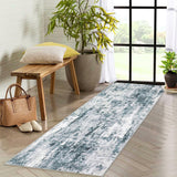 Garvee Alfombra Abstracta 80x150cm azul marrón antideslizante lavable piel corto salon dormitorio TPR base - Azul