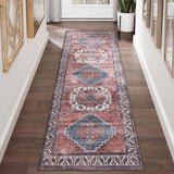 Garvee Alfombra vintage para sala, suave y lavable, estilo oriental tradicional, lana artificial, antideslizante, 60x230cm, dormitorio y oficina en casa - Rosa de Cerezo