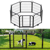 Garvee Parque para Mascotas de 8 Paneles, Valla Metálica de 61 cm (24") de Altura, Corral Plegable de Acero con Estacas para Perros y Cachorros, Recinto de Seguridad para Exterior e Interior, Negro - Negro