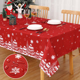 Garvee Mantel De Navidad Cuadrado Con Diseño De Pino Rojo 137x137 Cm Tela Resistente Fácil De Limpiar - Rojo
