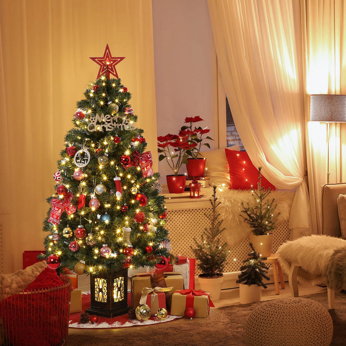 Árbol de Navidad predecorado con luces cálidas