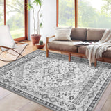 Garvee Alfombra Corredera Vintage Boho, Gris, Pelo Corto, Poliéster, Anti-Rutsch, 80x150cm, para Sala y Pasillo - Gris