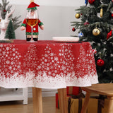 Garvee Mantel redondo Navidad impermeable 152cm rojo patrón copos nieve árbol comedor - Rojo