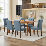 Garvee Sillas De Comedor Tapizadas Set De 6, Diseño Parsons Moderno, Cojines Gruesos, Soporte Ergonómico, Tela De Lino, Patas De Madera Robusta, Para Cocina Y Restaurante