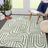 Alfombra Garvee de pelo corto 120x170 verde claro, lavable y antideslizante, para sala de estar, dormitorio y habitación infantil - Verde Claro