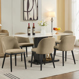 Garvee Set de 6 Sillas de Comedor Tapizadas, Sillas Modernas de Cocina con Patas de Madera y Respaldo Ergonómico, Altura 48 cm, Camel - Camello