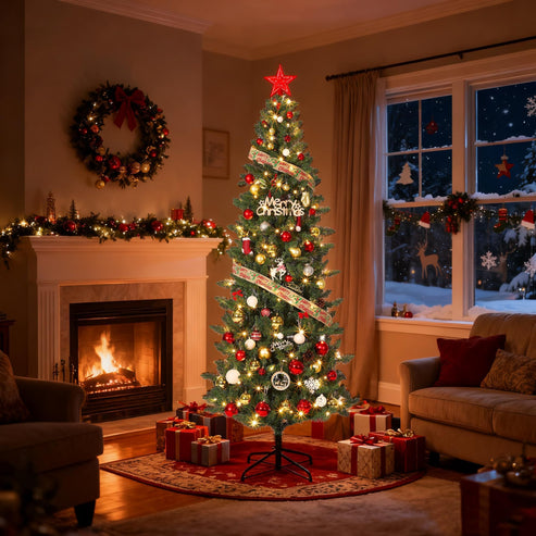 Árbol de Navidad con ramas nevadas realistas de material PVC