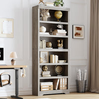Garvee Estantería de 6 niveles alta ajustable, MDF resistente, gris, para hogar y oficina, 191cm