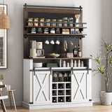 Garvee gabinete para Café Estilo Granja con Puertas Correderas de Granero, 191 cm Alto, MDF Resistente, Amplio Almacenamiento, Negro y Roble - Blanco