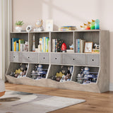 Garvee Organizador De Juguetes Infantil 7 Cubículos 3 Cajones Madera Ecológica Gris Para Sala Y Cuarto De Niños