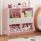 Garvee Organizador de Juguetes 3 Niveles con Cajones Multifuncional para Cuartos Infantiles Rosa 93×39×93 cm - Rosa