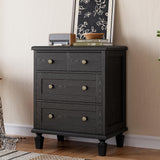 Garvee Sinfonier de Noche Vintage, Mueble Cajonera de Madera con Tiradores Metálicos y Patas Cónicas, 76 cm, Negro Fresno - Negro