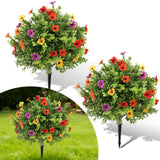 Garvee Set De 2 Árboles Artificiales De Boj Con Flores, 60CM, Resistente UV, Realistas Para Jardín Y Porche, Verde Y Rojo - Rojo Rosa