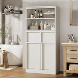 Garvee Gabinete Alto para Baño con Puertas y 2 Cajones, MDF Resistente, Blanco, 60×30×129 cm, para Baño y Cocina - Blanco
