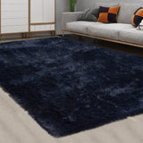Garvee Alfombra Azul Marino Extra Grande 8'x10' Peluda Antideslizante Poliéster Seguro Para Dormitorio y Sala - Azul Marino Oscuro