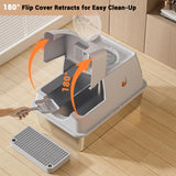 Garvee Caja de Arena Metálica para Gatos XL con Entrada Superior y Frontal, Acero Inoxidable, Gris, Para Interior, Fácil Limpieza, Antideslizante - Gris